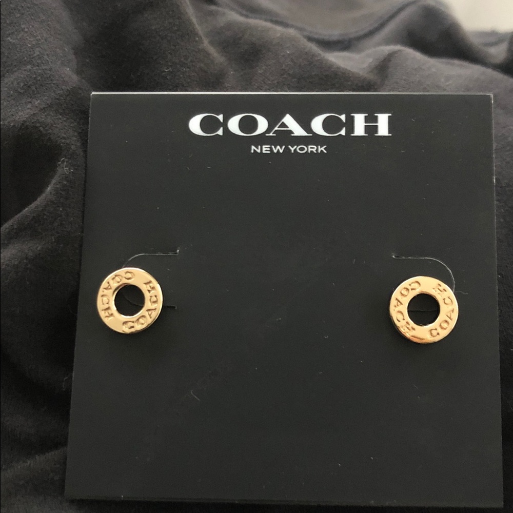 Coach Gold Logo Stud Earrings